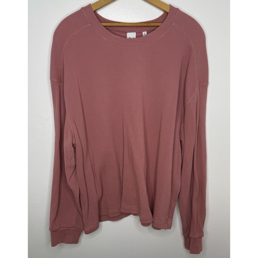 ARITZIA TNA Mauve Pink Waffle Knit Thick Long Sleeve Top